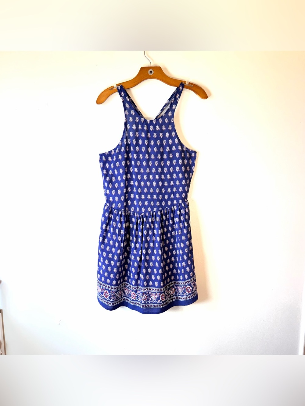 Forever 21 Blue Printed Tank-Style Mini Dress